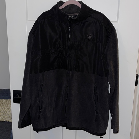 Mens Beverly Hills Polo Club Black Rayon & Fleece Jacket Zip Up Size 2X EUC - Picture 1 of 9